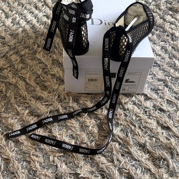 New! Dior J'Adior Black Mesh Loafer with Removable Dior Laces, Size 36 - Picture 3 of 6